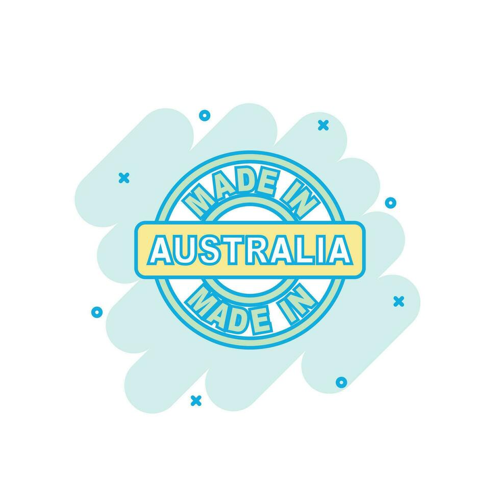 desenho animado colori fez dentro Austrália ícone dentro quadrinho estilo. Austrália fabricado placa ilustração pictograma. produzir respingo o negócio conceito. vetor