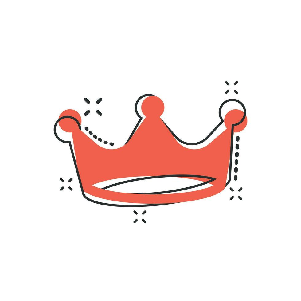 ícone do diadema da coroa dos desenhos animados vetoriais em estilo cômico. pictograma de ilustração de coroa de royalties. rei, conceito de efeito de respingo de negócios de realeza princesa. vetor