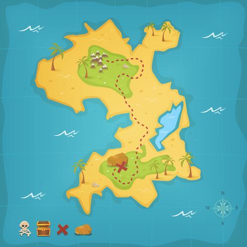 Ilha do Tesouro e Mapa do Pirata vetor