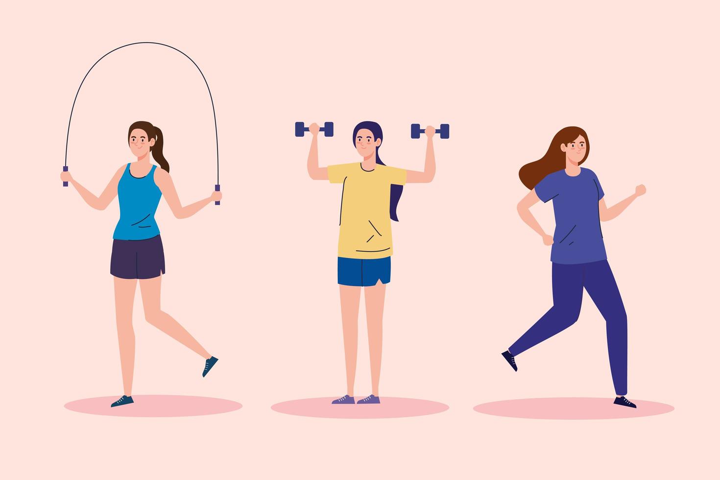 grupo de mulheres praticando exercícios, estilo de vida esporte vetor