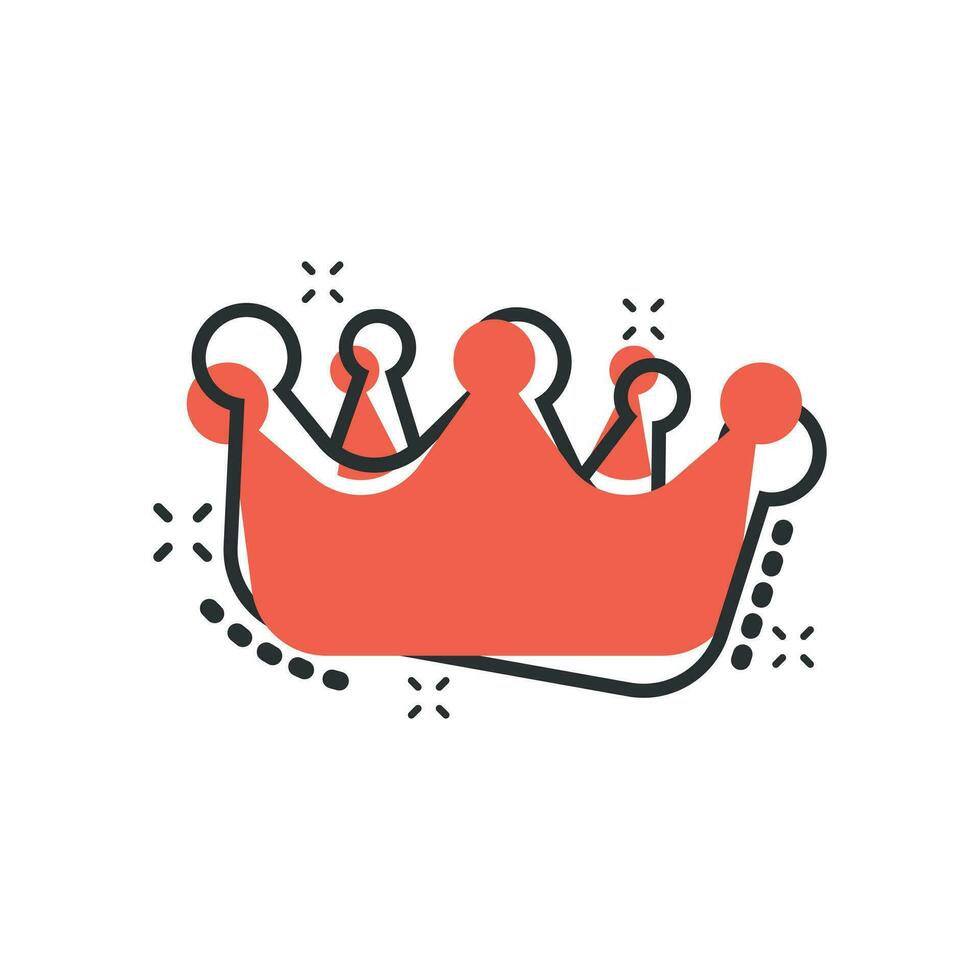 ícone do diadema da coroa dos desenhos animados vetoriais em estilo cômico. pictograma de ilustração de coroa de royalties. rei, conceito de efeito de respingo de negócios de realeza princesa. vetor