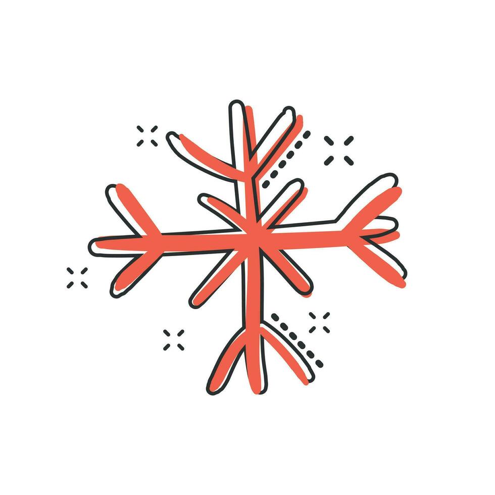 ícone de floco de neve desenhado à mão dos desenhos animados vetoriais em estilo cômico. floco de neve esboço doodle ilustração pictograma. conceito de efeito de respingo de negócios de natal de inverno desenhado à mão. vetor