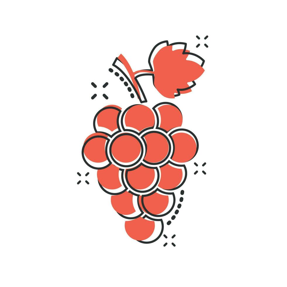 fruta de toranja de desenho vetorial com ícone de folha em estilo cômico. pictograma de ilustração de sinal de vinho. conceito de efeito de respingo de negócios de videira. vetor