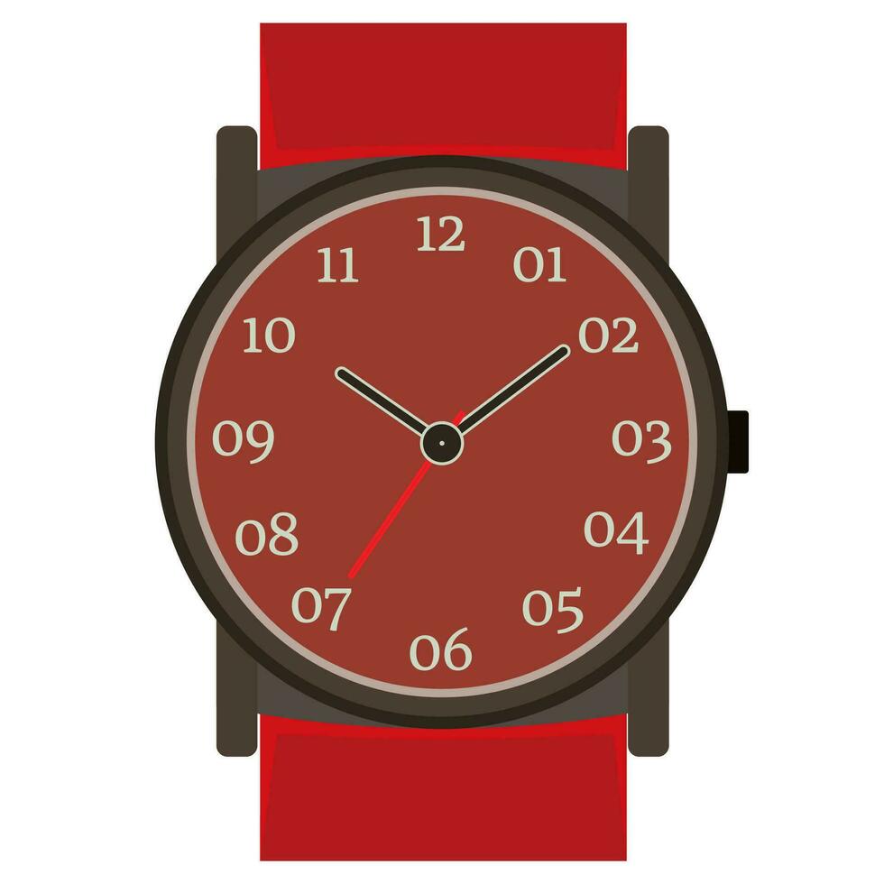 clássico Projeto mecânico relógio de pulso isolado em branco fundo. relógio face com hora, minuto e segundo mãos. vetor ilustração.