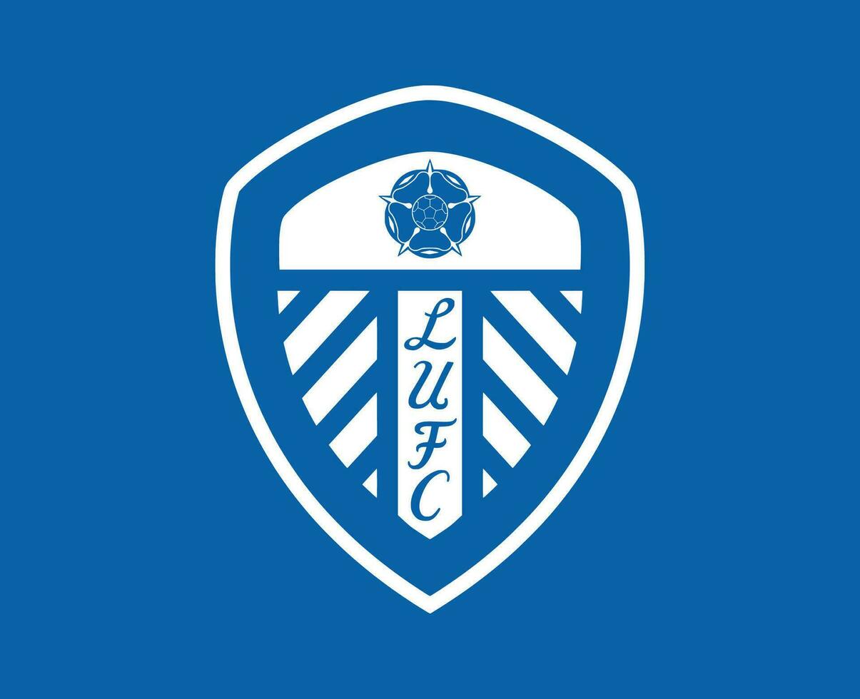 leeds Unidos clube logotipo branco símbolo premier liga futebol abstrato Projeto vetor ilustração com azul fundo