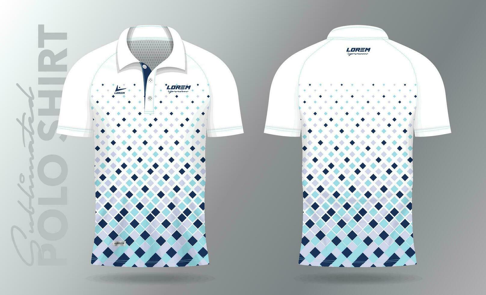 sublimação azul pólo camisa brincar modelo Projeto para badminton camisa, tênis, futebol, futebol ou esporte uniforme vetor