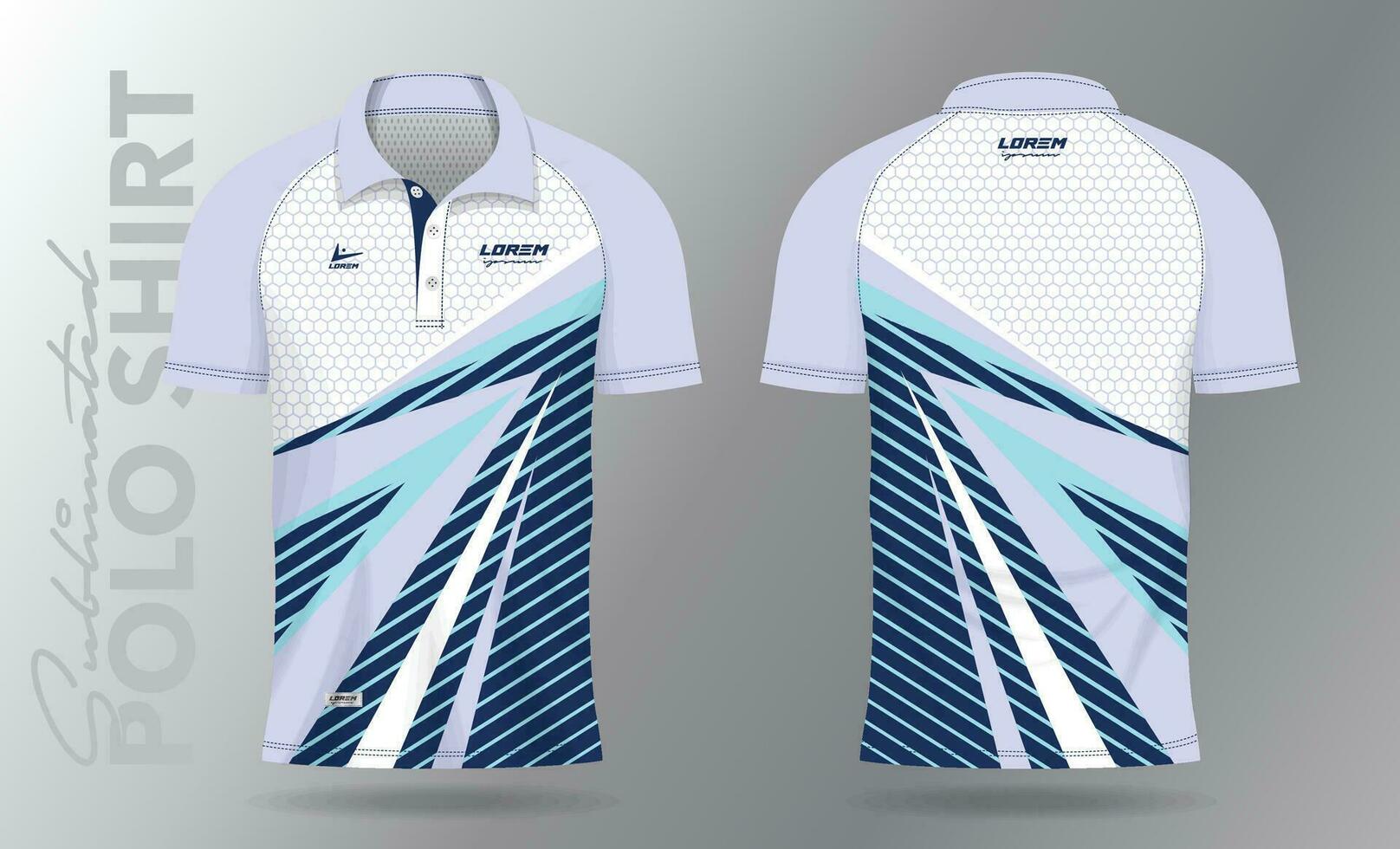 sublimação azul pólo camisa brincar modelo Projeto para badminton camisa, tênis, futebol, futebol ou esporte uniforme vetor