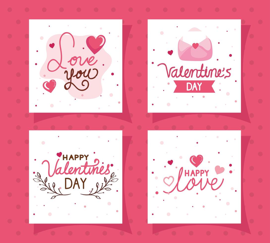 conjunto de cartões de feliz dia dos namorados vetor