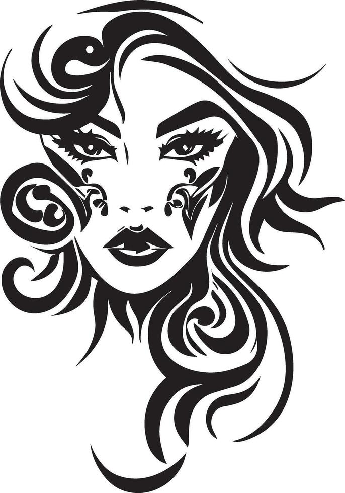 lindo mulheres face tatuagem Projeto vetor ilustração, mulheres face tatuagem