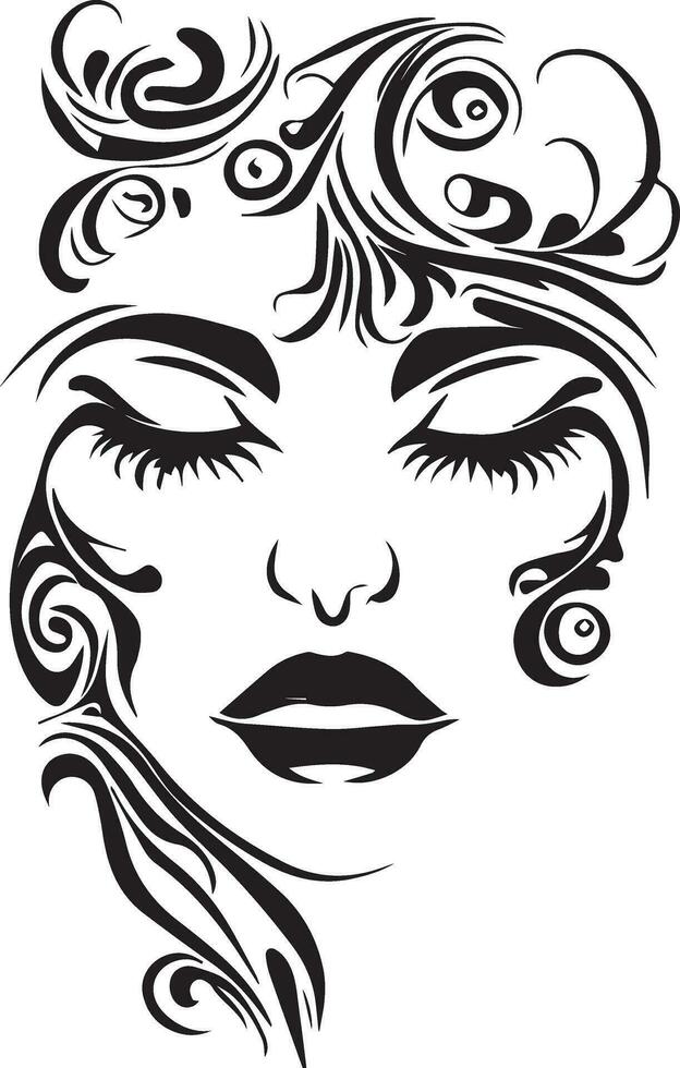 lindo mulheres face tatuagem Projeto vetor ilustração