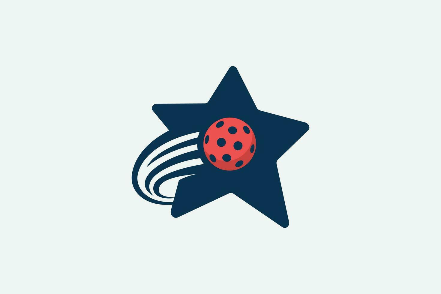 pickleball logotipo com uma combinação do uma Estrela e uma comovente bola vetor