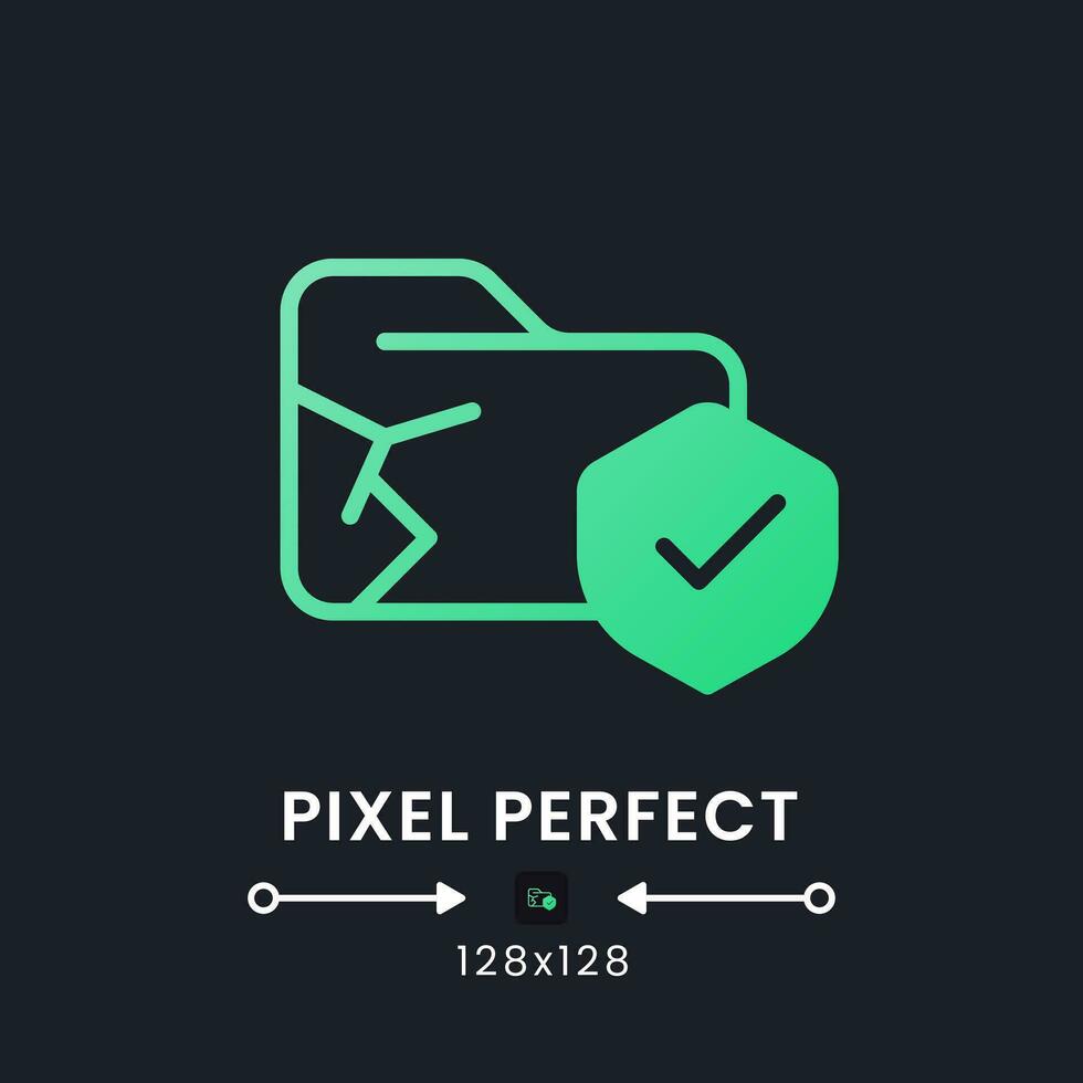 dados perda prevenção verde sólido gradiente Área de Trabalho ícone em Preto. violação detecção. cyber segurança. pixel perfeito 128x128, esboço 4 px. glifo pictograma para Sombrio modo. isolado vetor imagem
