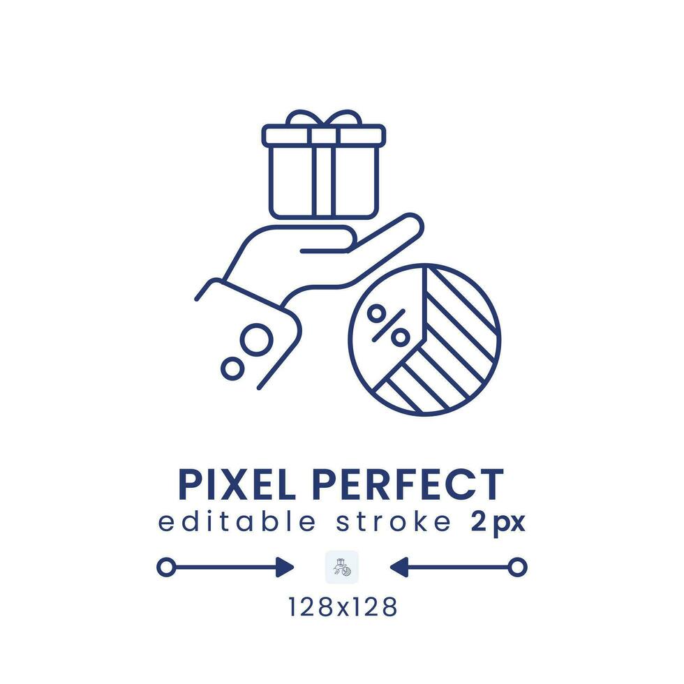 presente imposto linear Área de Trabalho ícone. riqueza transferir regulamentos. herança tributação. pixel perfeito 128x128, esboço 2 px. gui, ux Projeto. isolado do utilizador interface elemento para local na rede Internet. editável acidente vascular encefálico vetor