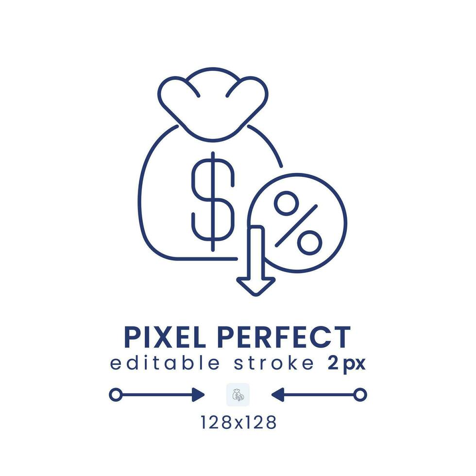 imposto deduções linear Área de Trabalho ícone. auto emprego. economia de custo benefícios. pixel perfeito 128x128, esboço 2 px. gui, ux Projeto. isolado do utilizador interface elemento para local na rede Internet. editável acidente vascular encefálico vetor