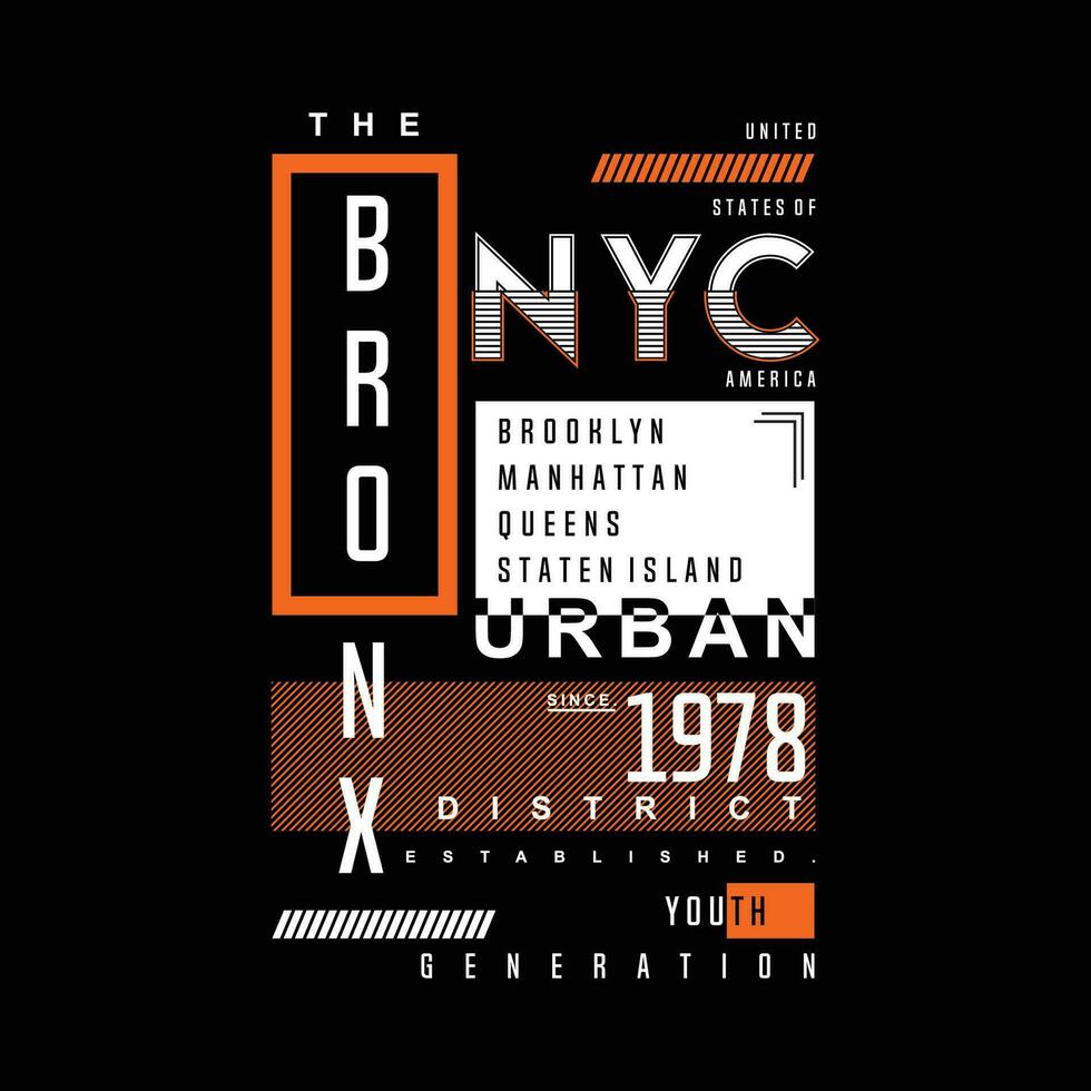 a bronx nyc gráfico tipografia vetor, para t camisa imprimir, casual estilo vetor