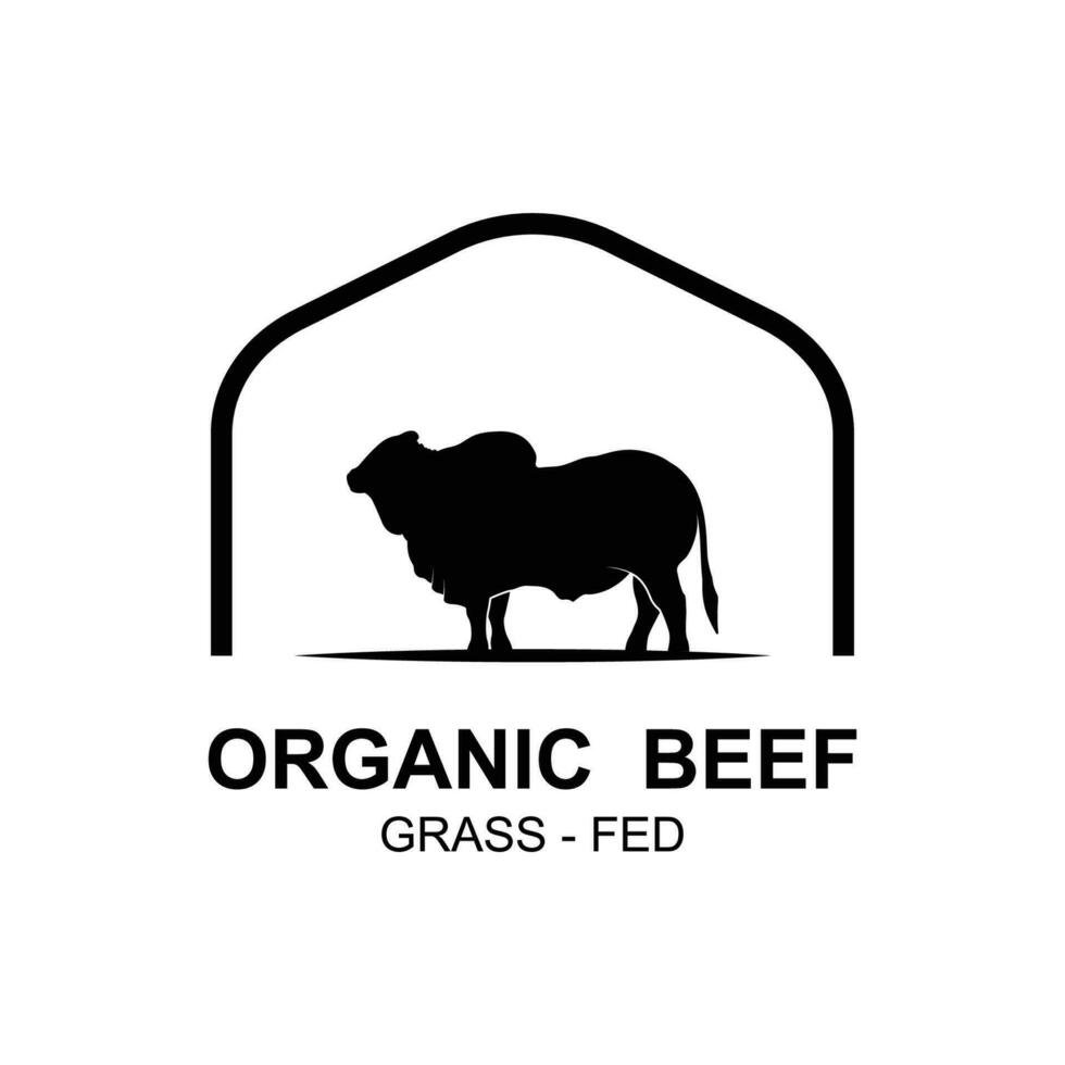 retrô vintage fazenda gado angus gado carne emblema rótulo vetor de design de logotipo