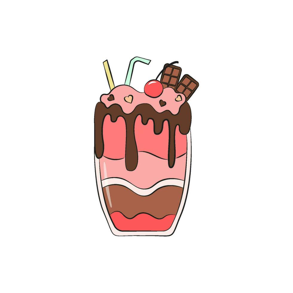 milkshake vetor ilustração. desenho animado isolado vidro copo com leite beber