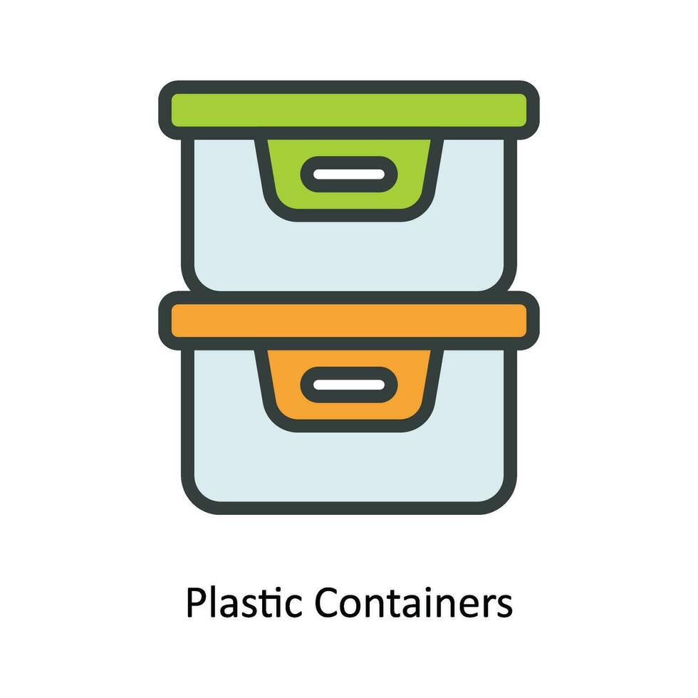 plástico containers vetor preencher esboço ícone Projeto ilustração. cozinha e casa símbolo em branco fundo eps 10 Arquivo