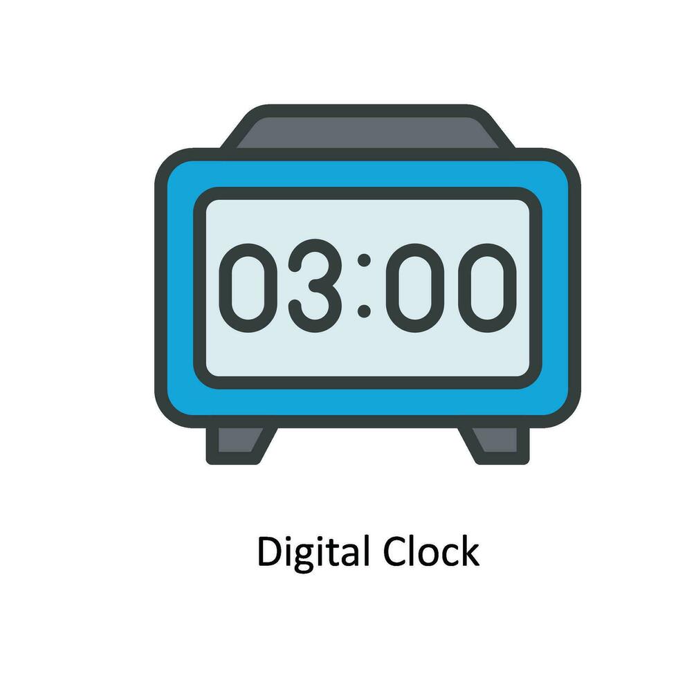 digital relógio vetor preencher esboço ícone Projeto ilustração. cozinha e casa símbolo em branco fundo eps 10 Arquivo