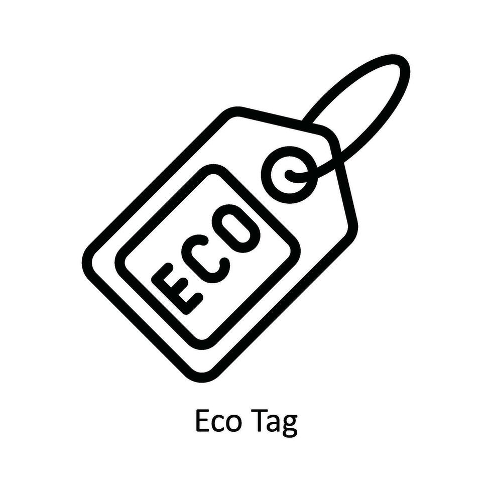 eco tag vetor esboço ícone Projeto ilustração. natureza e ecologia símbolo em branco fundo eps 10 Arquivo