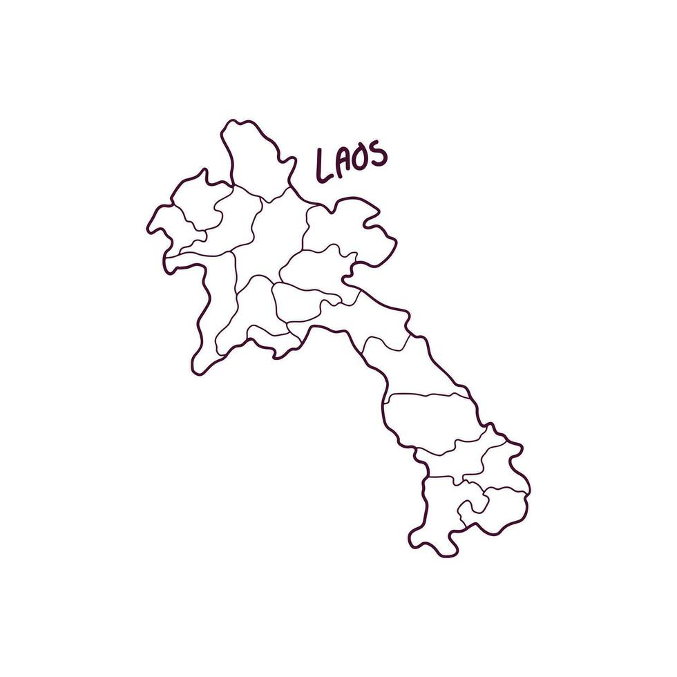 mão desenhado rabisco mapa do Laos. vetor ilustração