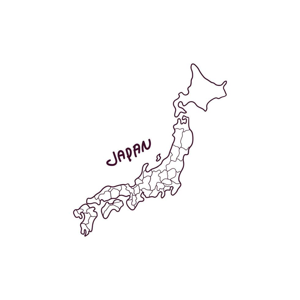 mão desenhado rabisco mapa do Japão. vetor ilustração