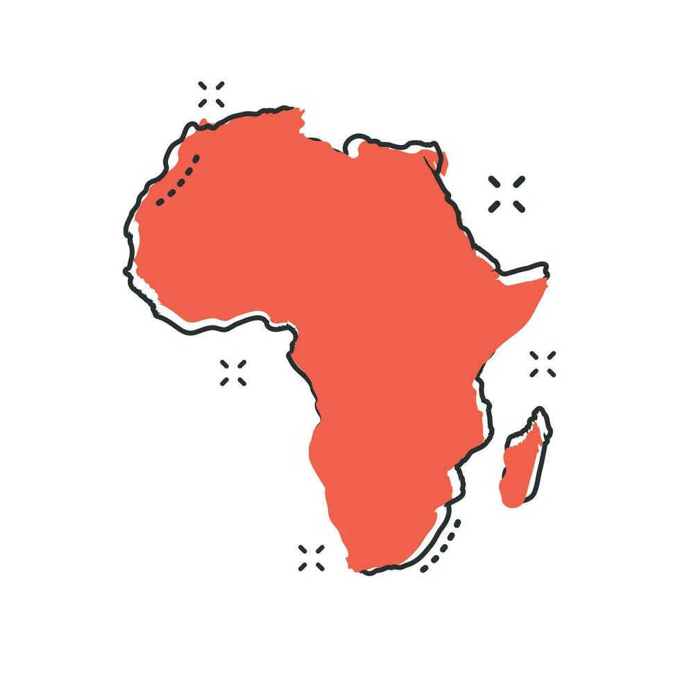 desenho animado África mapa ícone dentro quadrinho estilo. África ilustração pictograma. país geografia placa respingo o negócio conceito. vetor
