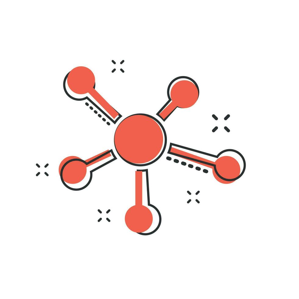 rede social de desenho vetorial, molécula, ícone de dna em estilo cômico. pictograma de ilustração de sinal de molécula. conceito de efeito de respingo de negócios de dna. vetor