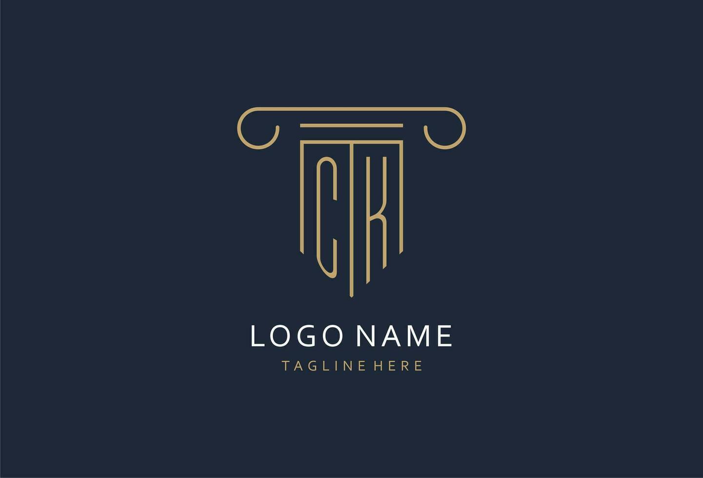 ck inicial com pilar forma logotipo projeto, criativo monograma logotipo Projeto para lei empresa vetor