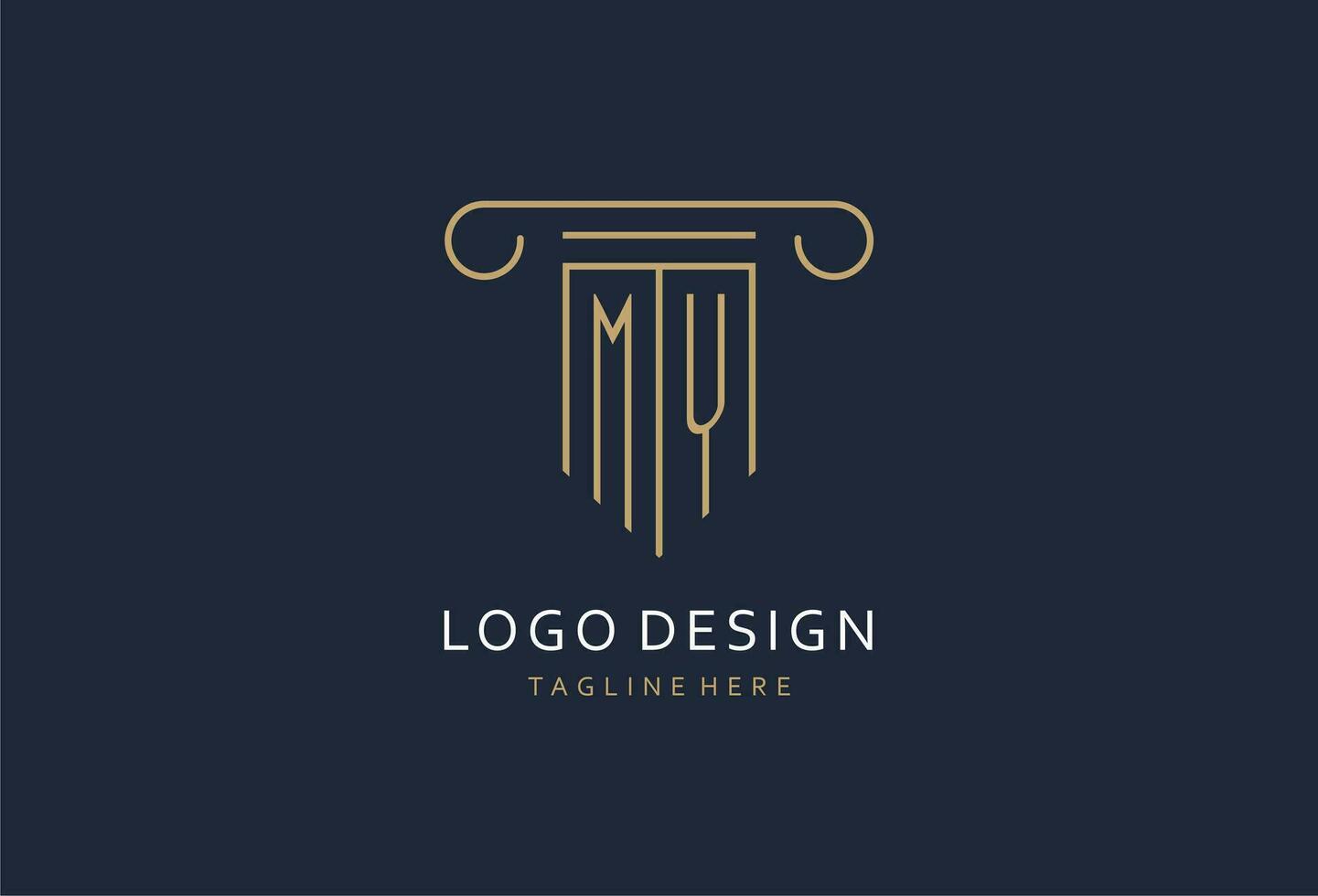 meu inicial com pilar forma logotipo projeto, criativo monograma logotipo Projeto para lei empresa vetor