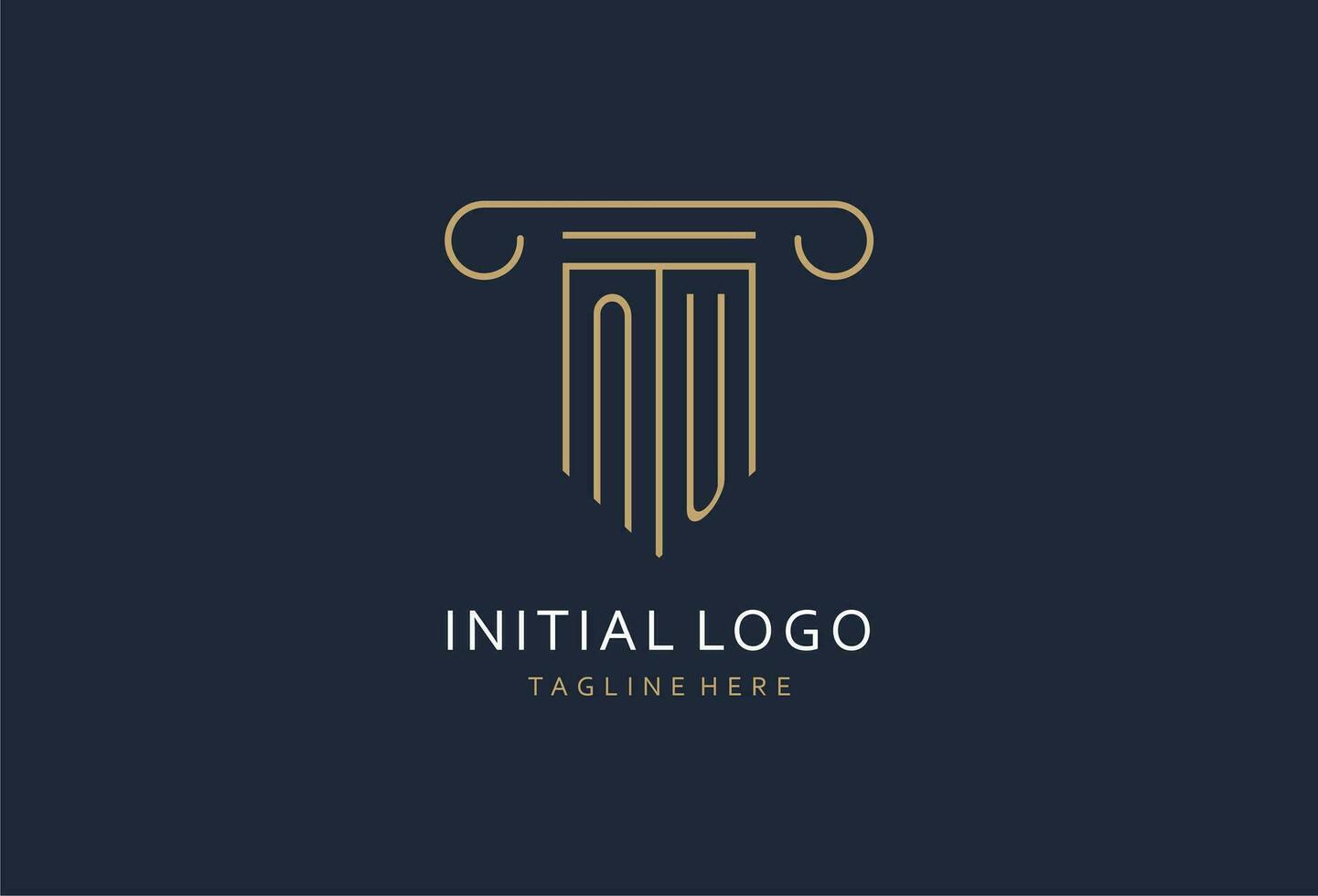 nu inicial com pilar forma logotipo projeto, criativo monograma logotipo Projeto para lei empresa vetor