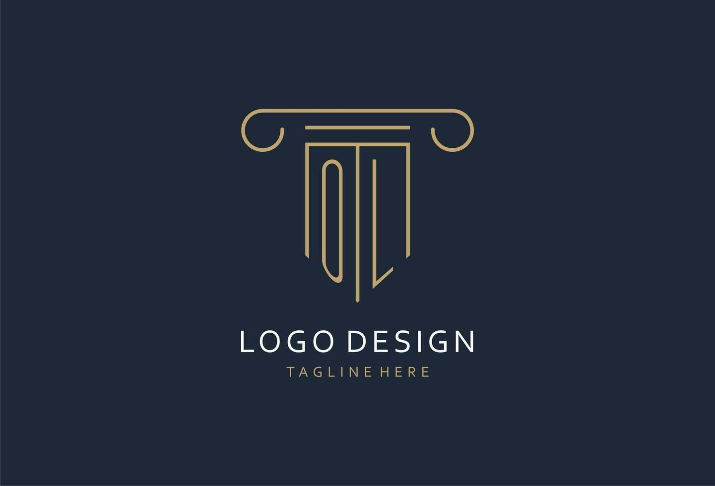 ol inicial com pilar forma logotipo projeto, criativo monograma logotipo Projeto para lei empresa vetor