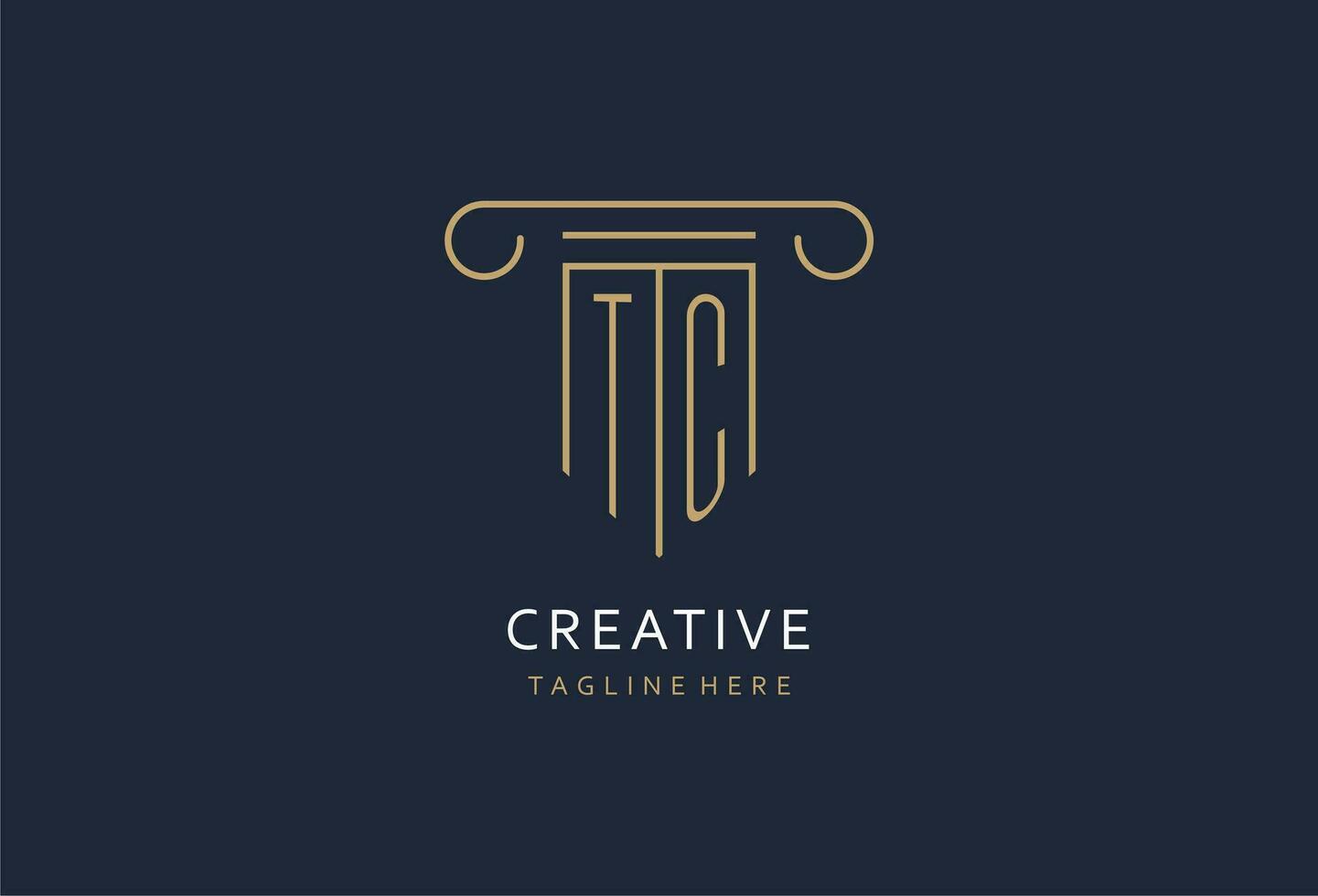 tc inicial com pilar forma logotipo projeto, criativo monograma logotipo Projeto para lei empresa vetor