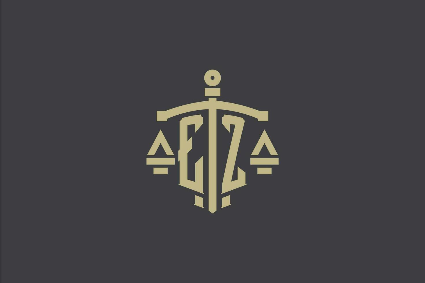 carta ez logotipo para lei escritório e advogado com criativo escala e espada ícone Projeto vetor