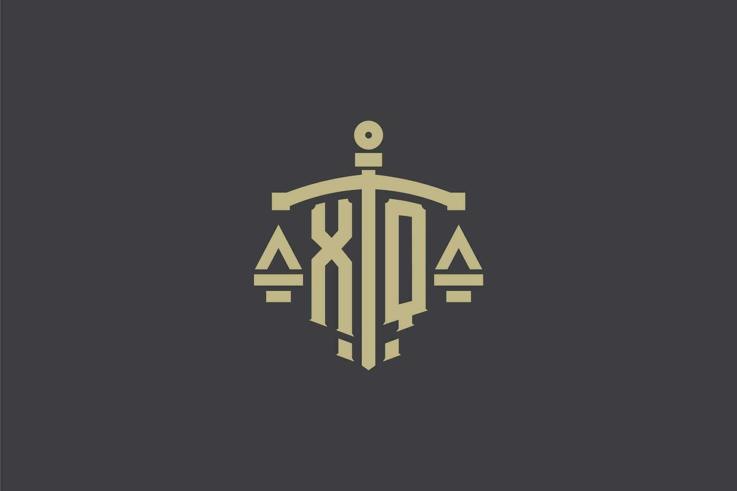 carta xq logotipo para lei escritório e advogado com criativo escala e espada ícone Projeto vetor