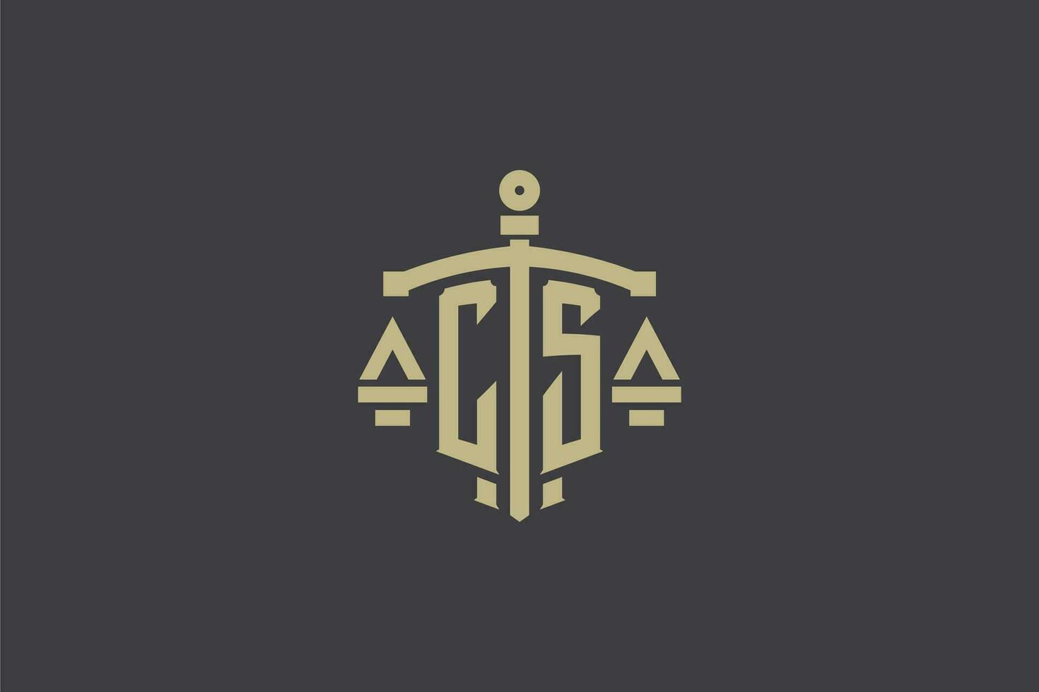 carta cs logotipo para lei escritório e advogado com criativo escala e espada ícone Projeto vetor
