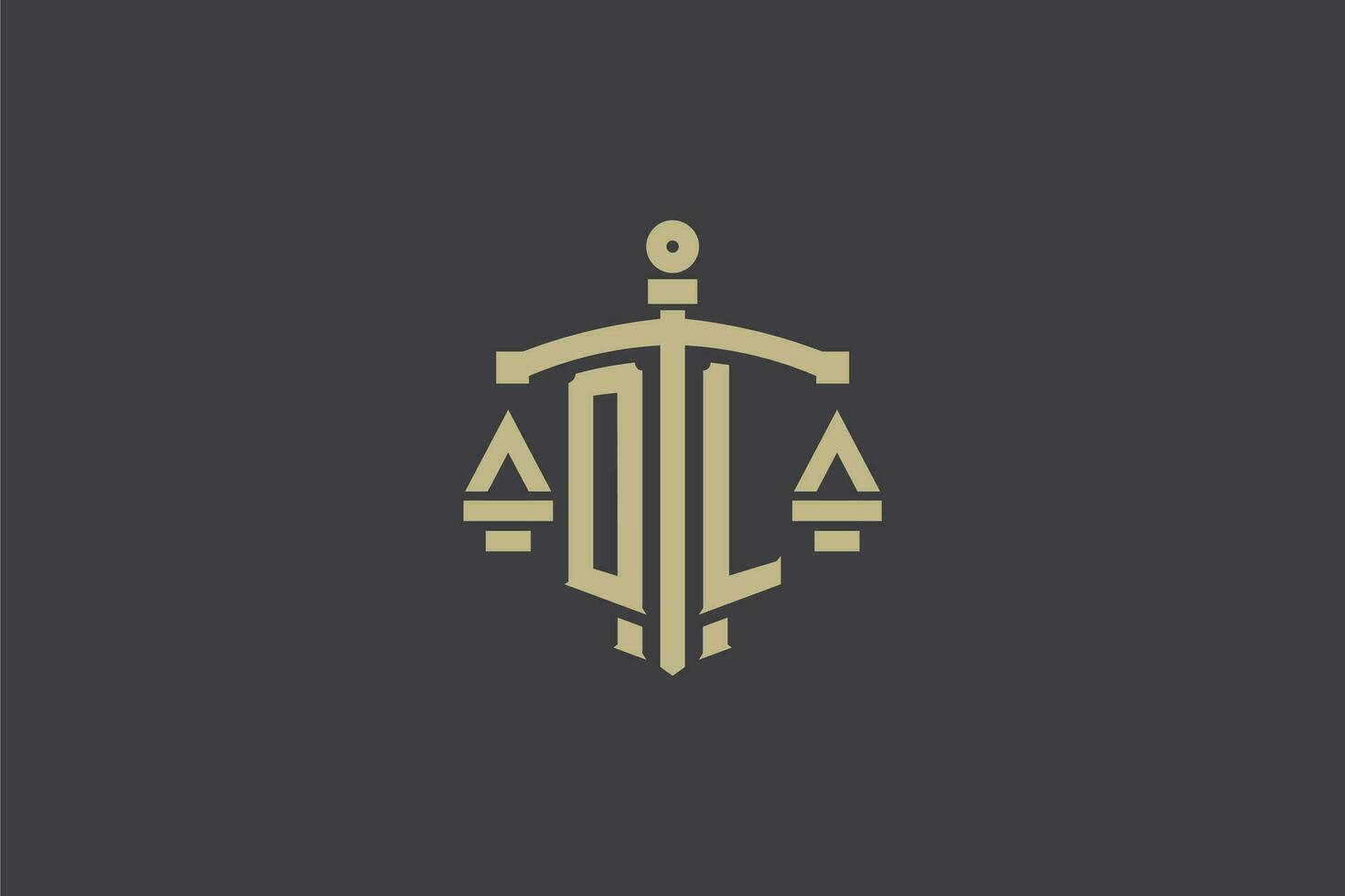 carta ol logotipo para lei escritório e advogado com criativo escala e espada ícone Projeto vetor