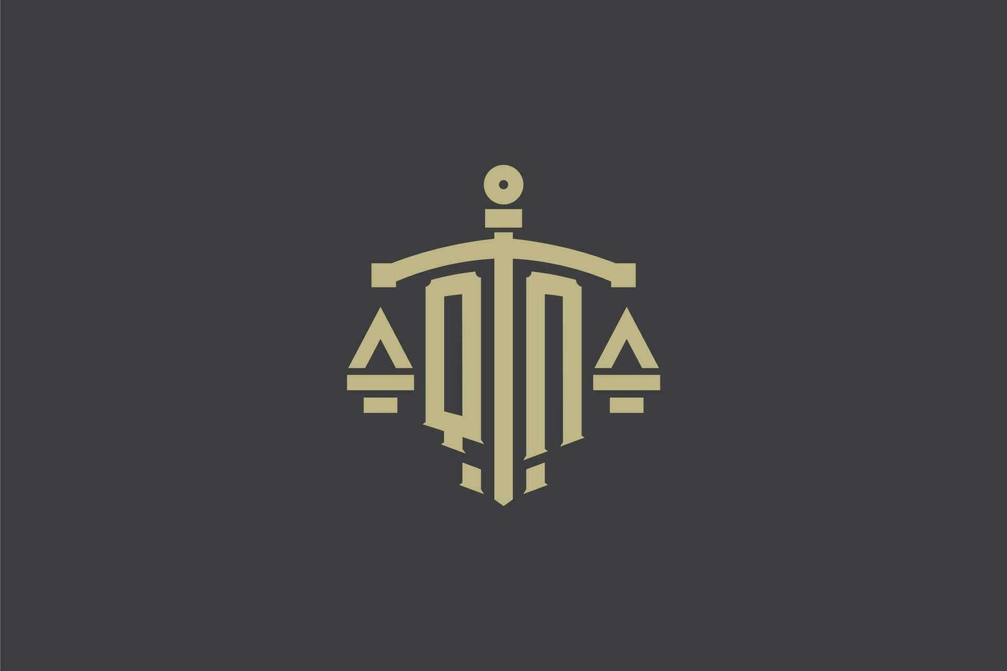 carta qn logotipo para lei escritório e advogado com criativo escala e espada ícone Projeto vetor