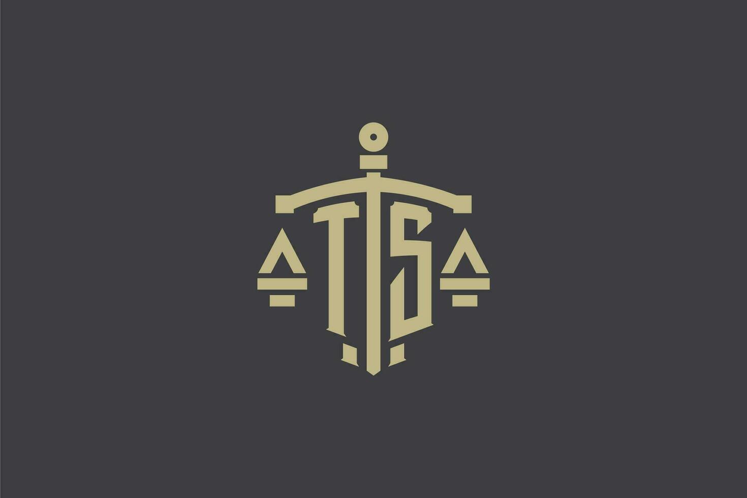 carta ts logotipo para lei escritório e advogado com criativo escala e espada ícone Projeto vetor