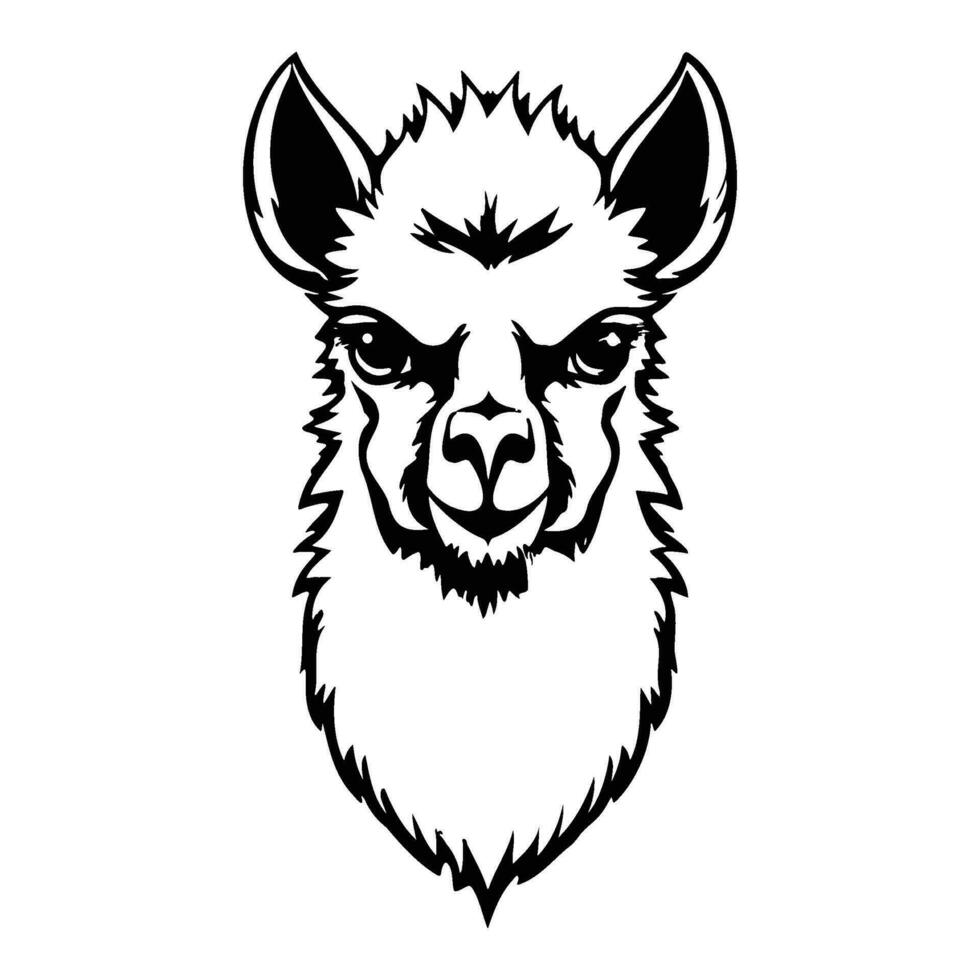 lhama face e cabeça clipart, alpaca animal logotipo, retrato do uma lhama vetor