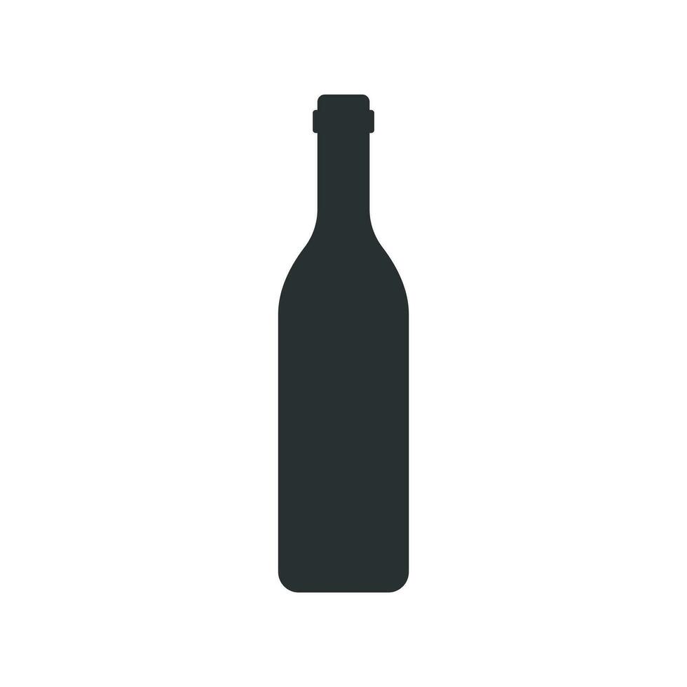 vinho garrafa ícone dentro plano estilo. álcool garrafa ilustração em branco isolado fundo. cerveja, vodka, vinho conceito. vetor