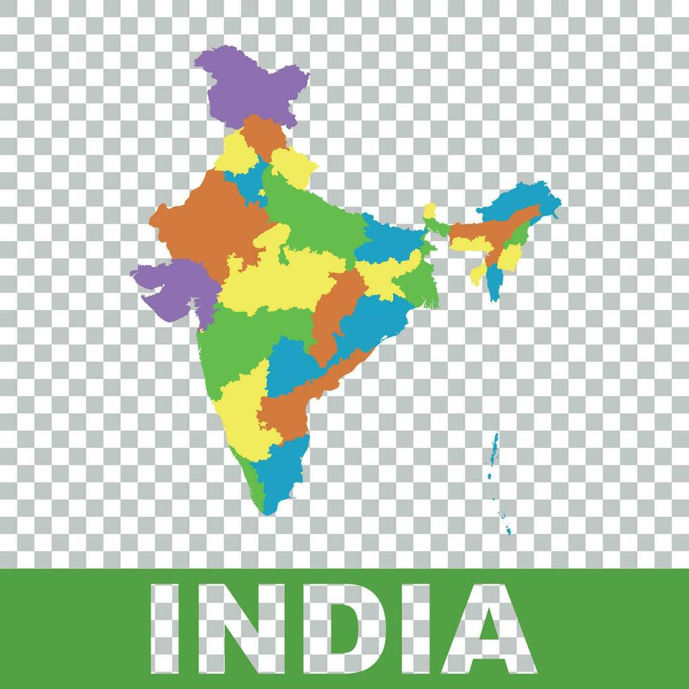 Índia mapa com Federal estados. plano vetor