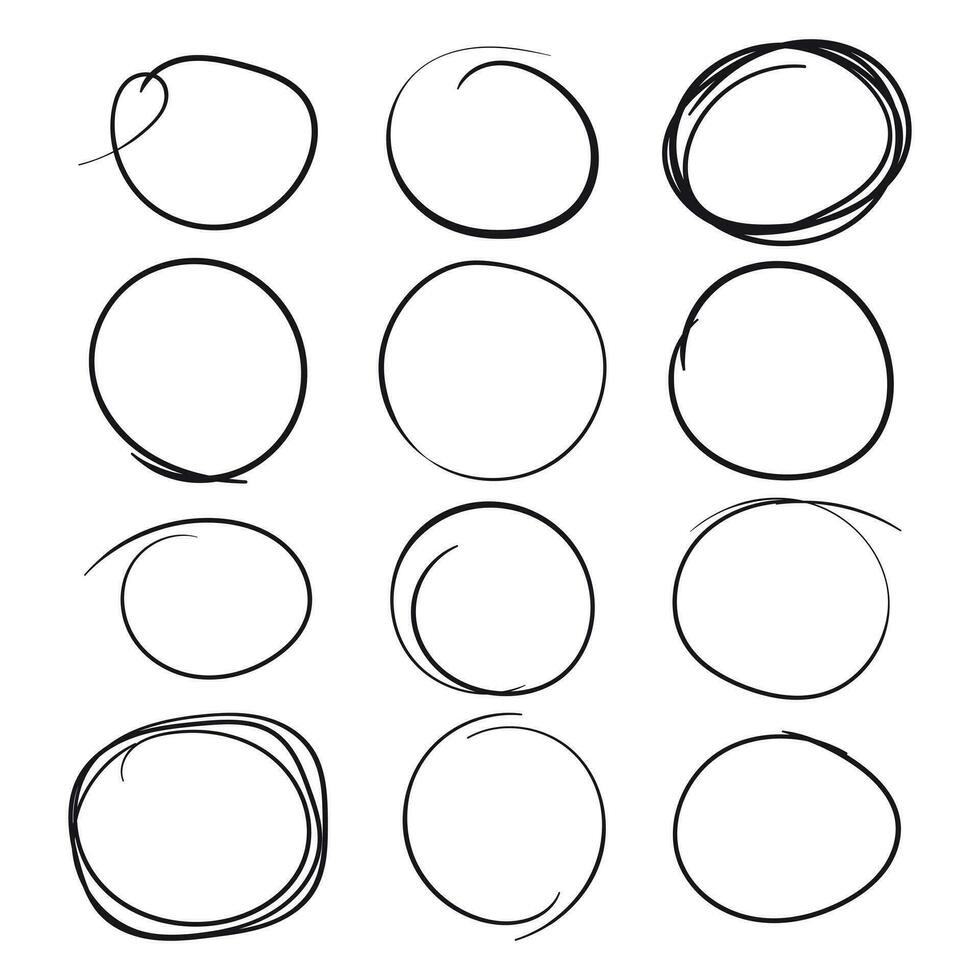 conjunto do a mão desenhado rabisco círculos. vetor elemento. ilustração em branco fundo.