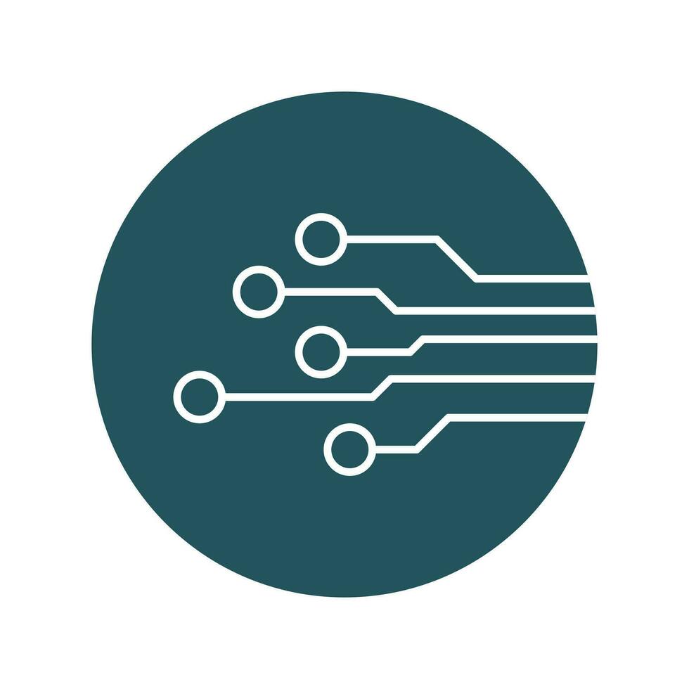 o circuito borda ícone. tecnologia esquema símbolo plano vetor ilustração em azul fundo.