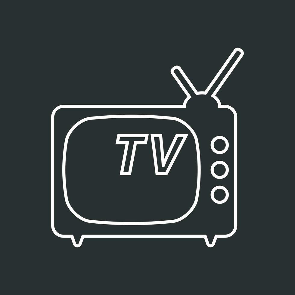 televisão ícone vetor ilustração dentro linha estilo isolado em Preto fundo. televisão símbolo para rede local projeto, logotipo, aplicativo, ui.