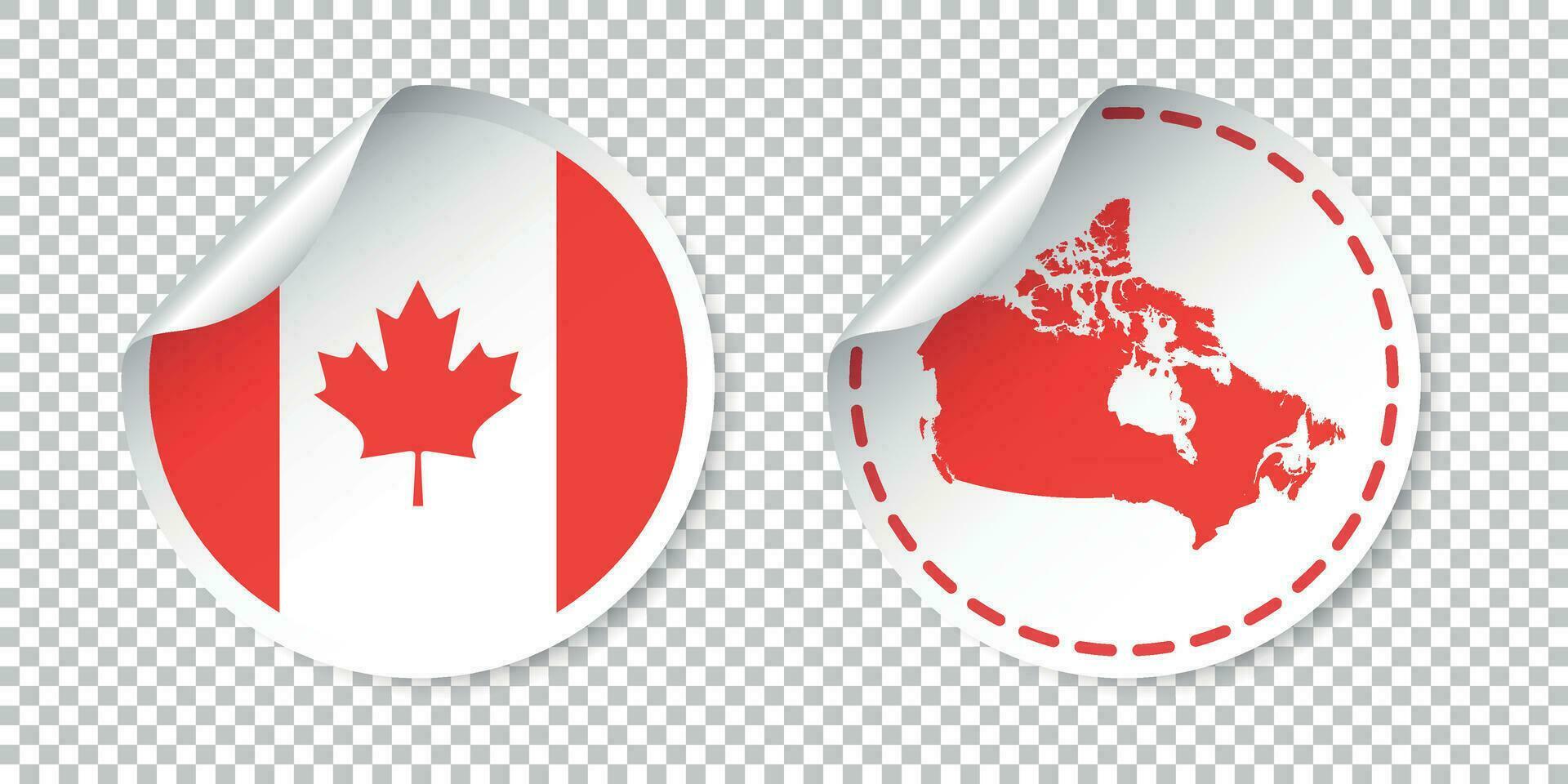 Canadá adesivo com bandeira e mapa. rótulo, volta tag com país. vetor ilustração em isolado fundo.