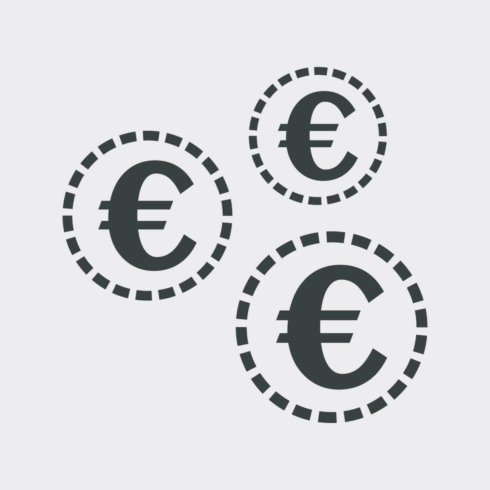 euro moedas ícone. vetor ilustração dentro plano estilo. Preto moeda em branco fundo.