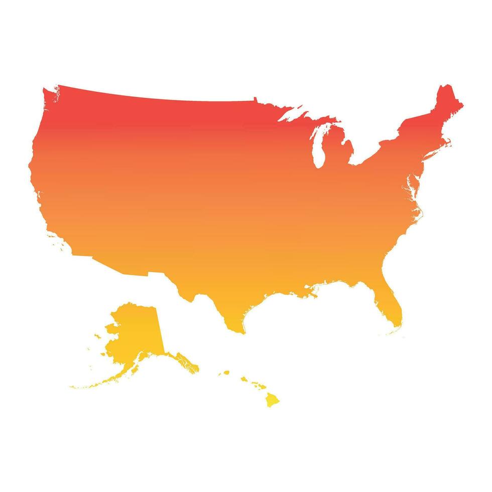 EUA, Unidos estados do América mapa. colorida laranja vetor ilustração