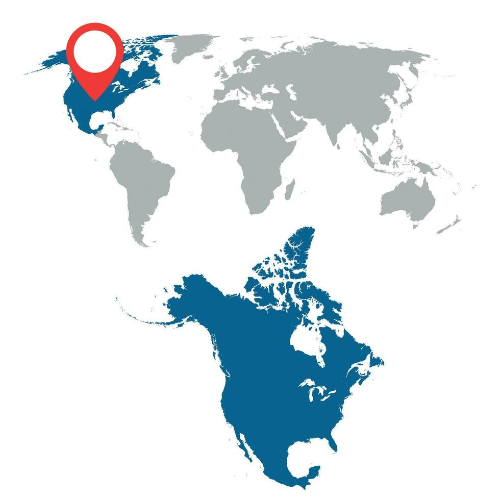 detalhado mapa do norte América e mundo mapa navegação definir. plano vetor ilustração.