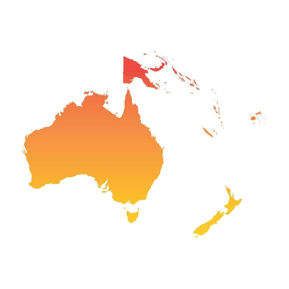 Austrália e Oceânia mapa. colorida laranja vetor ilustração